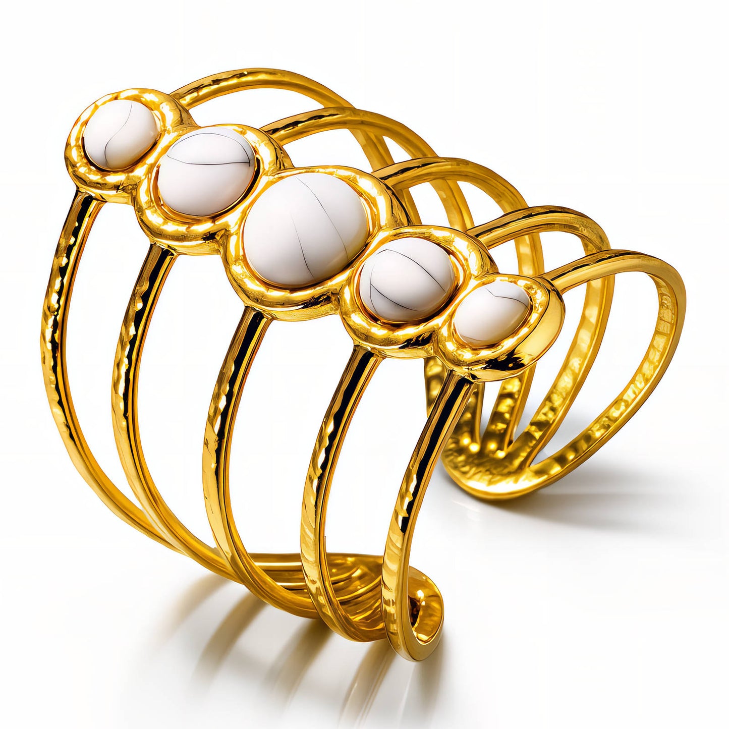 White Lined Pearls Ring