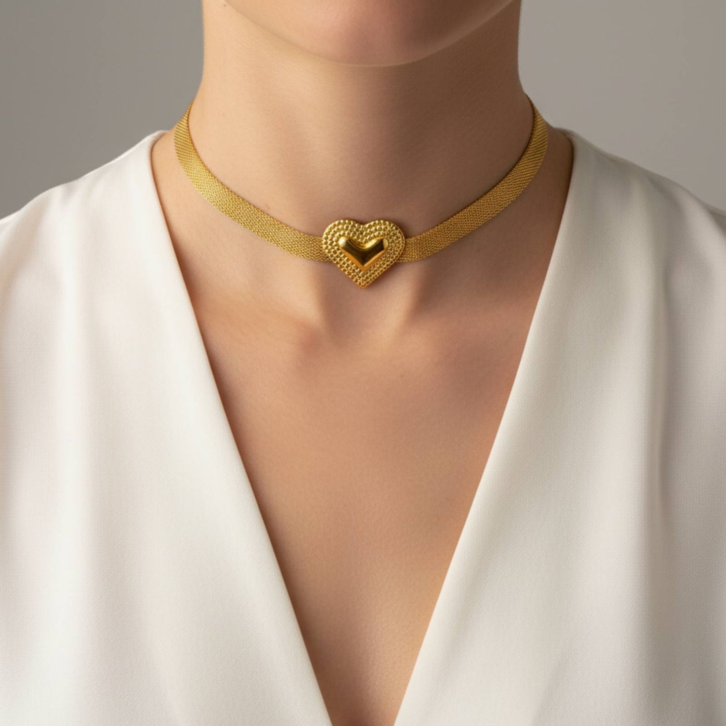 Pure Gold Heart Choker